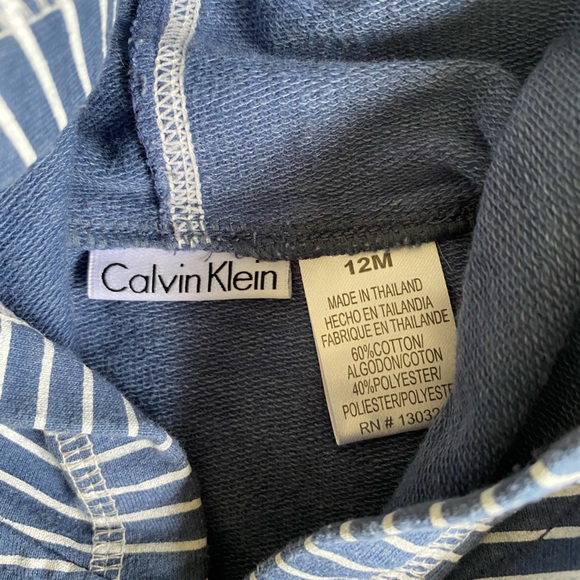 Calvin Klein Striped Lightweight Logo Hoodie CK 1968 Patch 12M - Picture 5 of 5